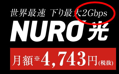 NURO光の２GBで４７４３円